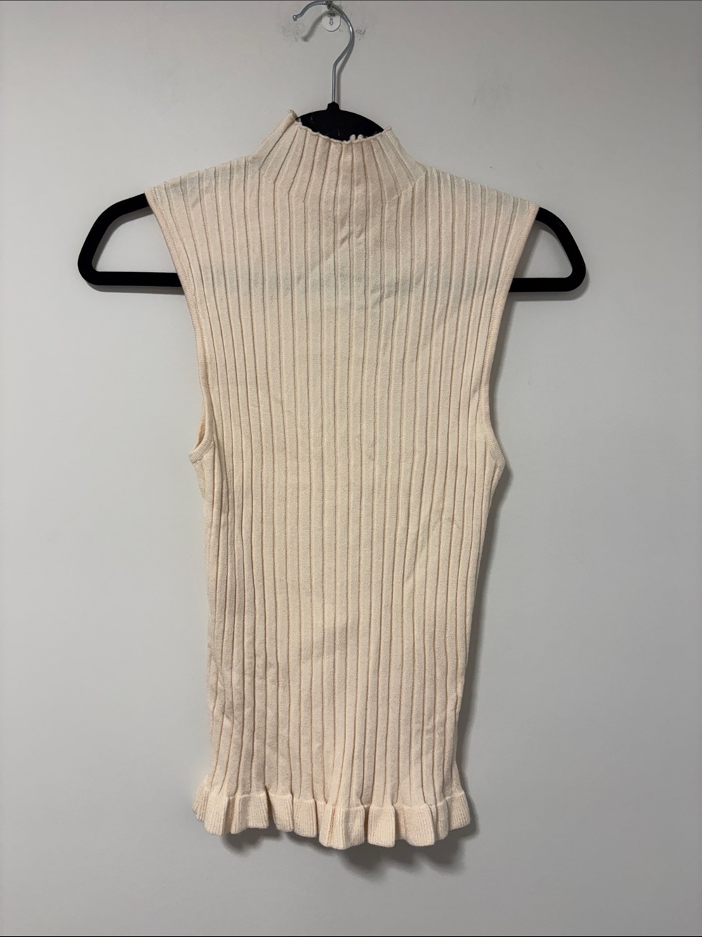 NWT Hem & Thread Ribbed Sleeveless Mock Neck Tank Top in Cream